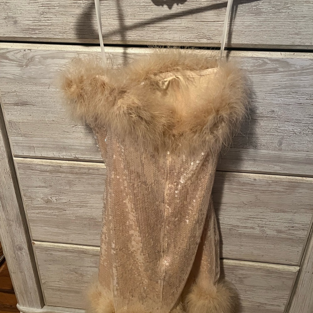 Hello Molly Sequin Dress with Faux Fur Trim